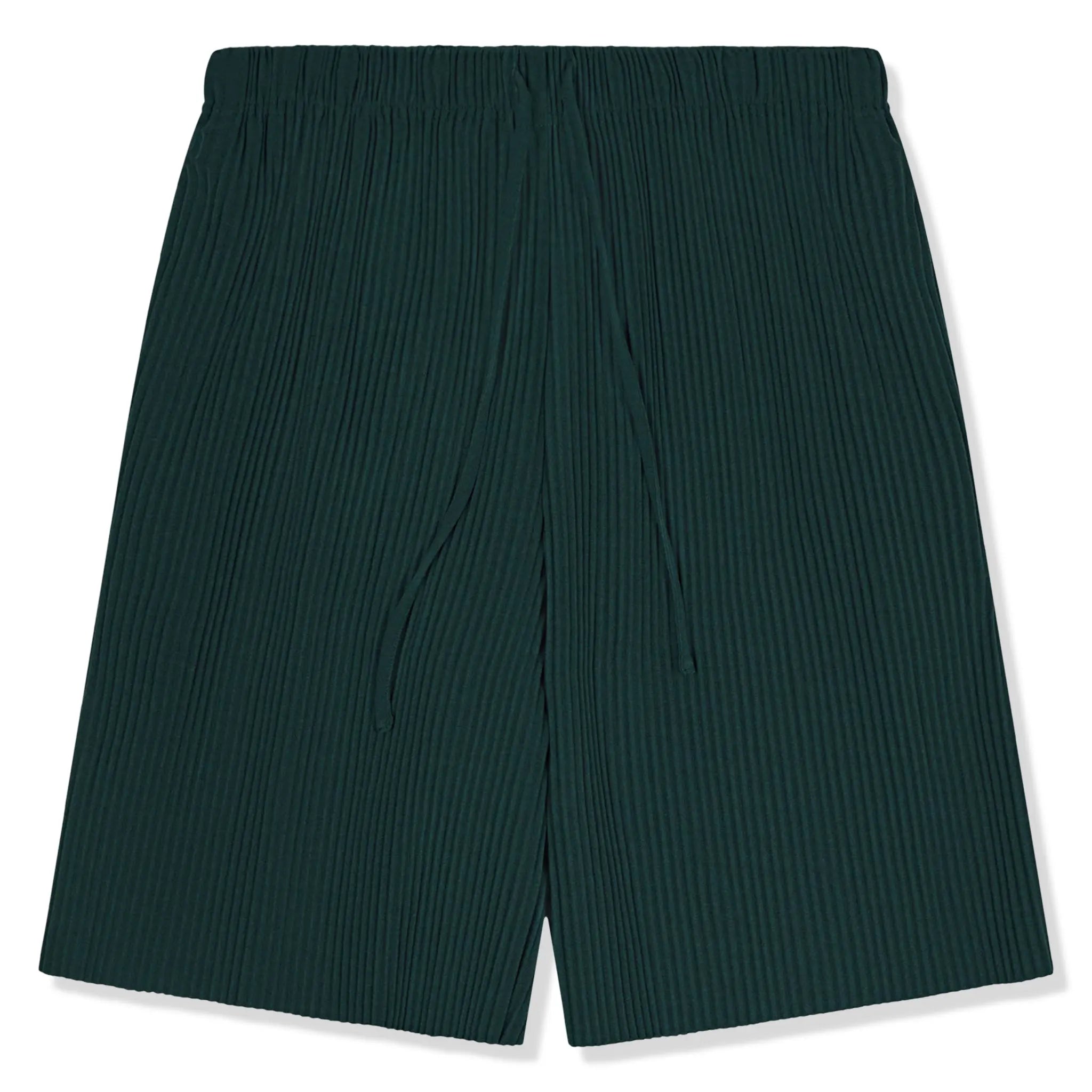 Front View of The Couture Club Plisse Forest Green Shorts